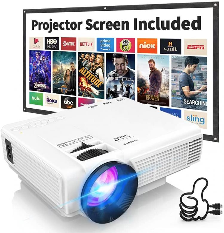 all in one place ביתית Latest Upgrade 7500Lumens Mini Projector for Outdoor Movies, Full HD 1080P 170" Display Supported, PS4,TV Stick, Smartphone, 