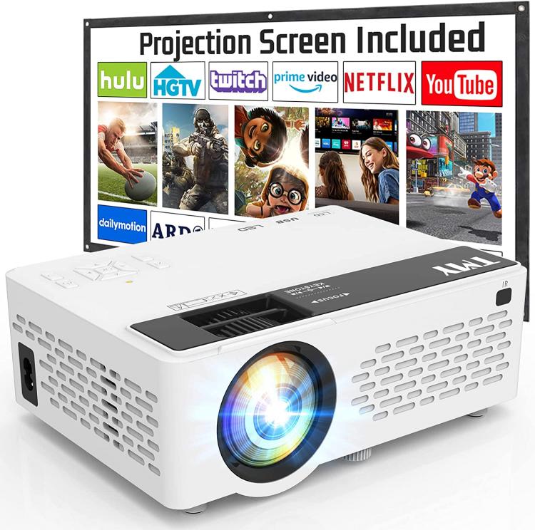 all in one place ביתית TMY Projector 7500 Lumens with 100 Inch Projector Screen, 1080P Full HD Supported Video Projector, Mini Movie Projector Compatible