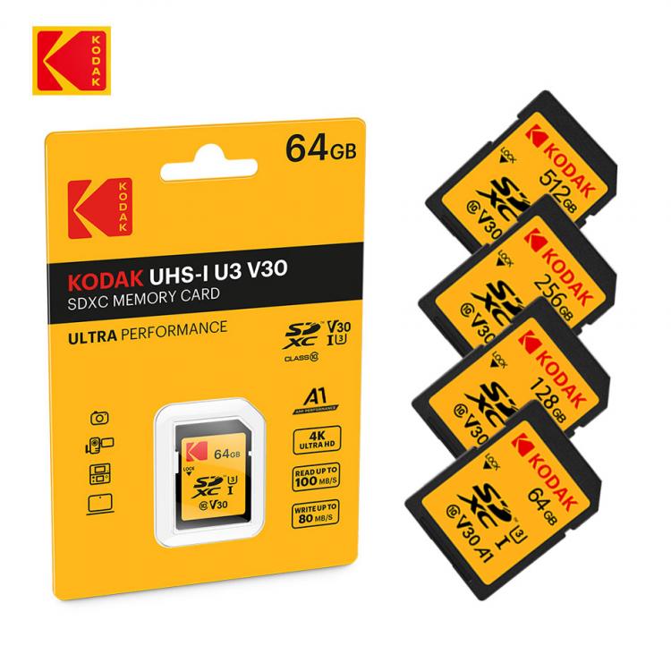 all in one place אביזרים KODAK SD Card V30 A1 high Speed memory card SDHC/SDXC SD U1 U3 32GB 64GB 128GB 256GB 512GB sd card for Canon Nikon DSLR Laptop