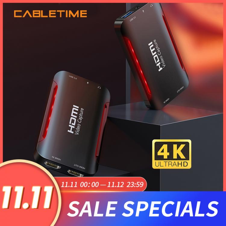all in one place חומרה CABLETIME 4K HDMI Video Capture Card LED Design 1080P 60FPS for Live Recording PS5 PS4 Switch Xbox N434