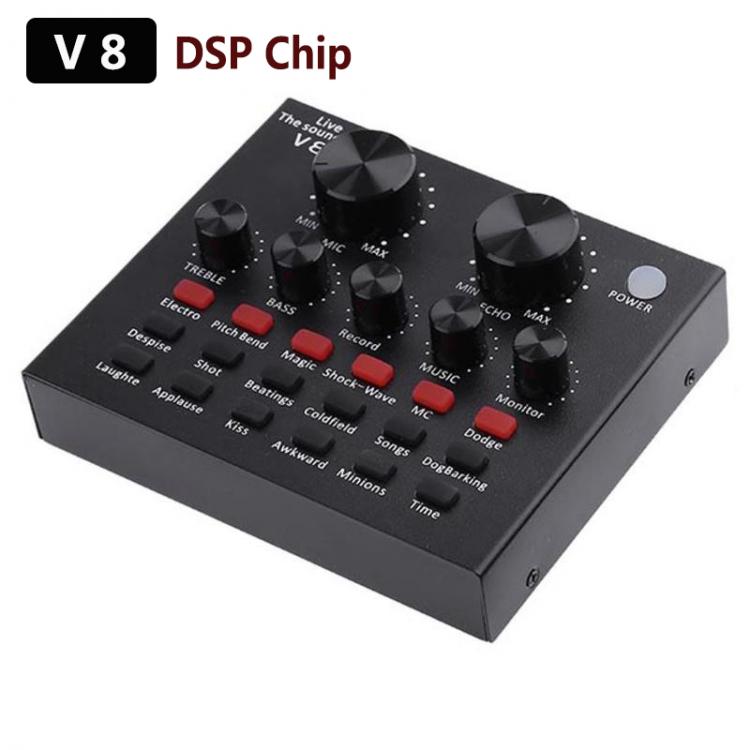 all in one place חומרה V8 Sound Card Audio USB 5.0 Headset Microphone Webcast Live Sound Card 18 Sound Effects 6 Modes Sound Card for Phone Computer
