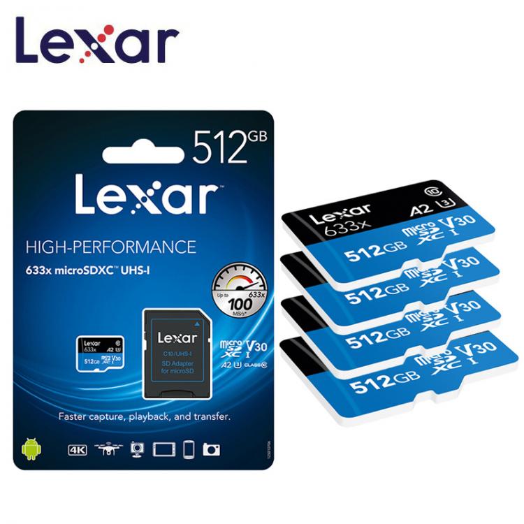 all in one place אביזרים Lexar Micro sd card 512GB 95MB/S High-Performance 633x High speed car TF Flash Memory Card UHS-1 For smartphone camera Gopro