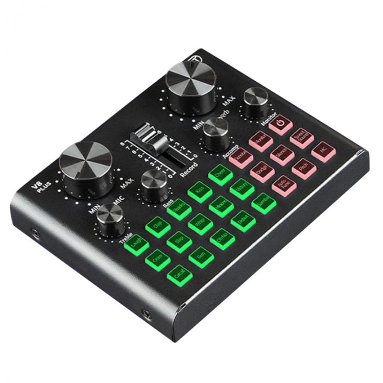 all in one place חומרה V8 Plug Sound Card for Live Streaming Voice Changer Sound Card with Multiple Sound Effects, o Mixer for Recording
