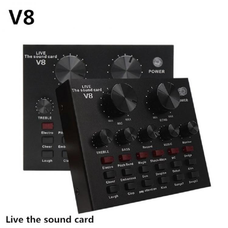 all in one place חומרה V8 Audio Sound Card External USB Headset Microphone Webcast Live Broadcast Sing In Home Entertainmen For Phone Computer TV
