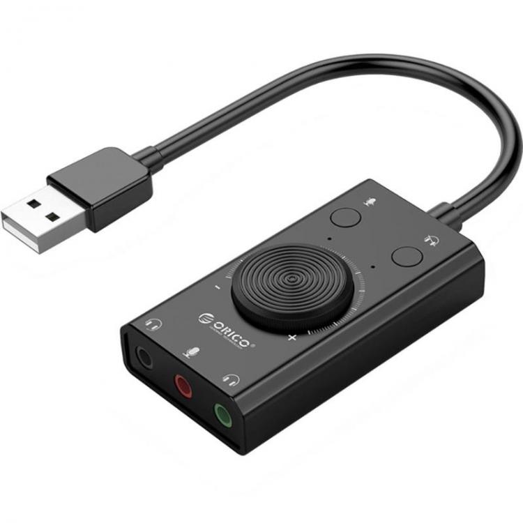 all in one place חומרה ORICO SC2 USB Sound Card Volume External Adjustable 3 Port Mic Headphone Audio Card Microphone Jack Adapter for Windows Mac OS