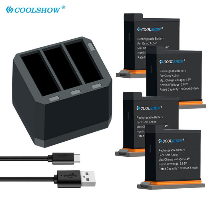 all in one place אביזרים Batteries for DJI Osmo Action Camera Battery 1300mAh Channel USB Charger bateria  For DJI Osmo Action Camera Accessories