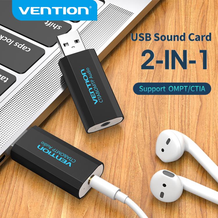 all in one place חומרה Vention Sound Card USB to 3.5mm Audiointerfa Adapter 2-in-1 USB to Earphone Speaker for Macbook Computer Laptop PC Sound Card