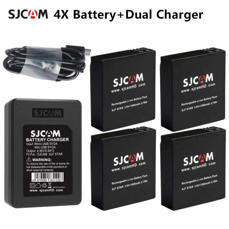 all in one place אביזרים Original SJCAM 4pcs Battery + Dual Charger For SJ4000 SJ5000 SJ5000X M10 M20 SJ6 SJ7 SJ8 Pro SJ9 SJ10 PRO SJ10X Action Camera