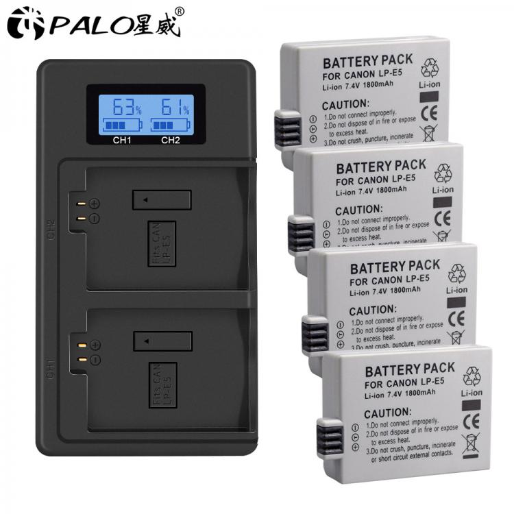 all in one place אביזרים Palo 1-4pcs lp-e5 LP E5 camera battery+LPE5 battery LCD dual slot usb charger for Canon EOS 450D 500D 1000D Kiss X3 F Xsi camera