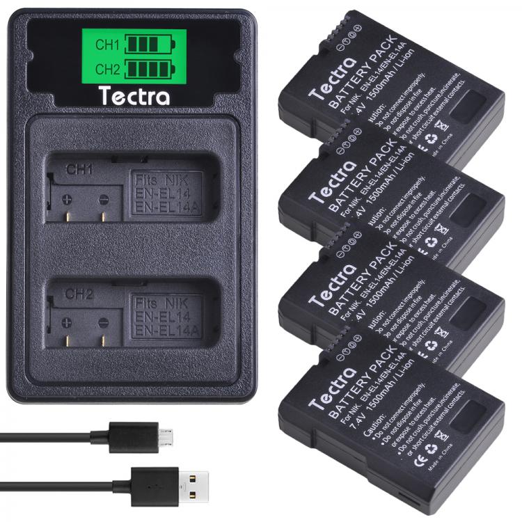 all in one place אביזרים 4PCS 1500mAh EN-EL14 EN-EL14A ENEL14 Battery for Nikon D3100 D3200 D3300 D3400 D3500 D5600 D5100 D5200 P7000+LCD Battery Charger