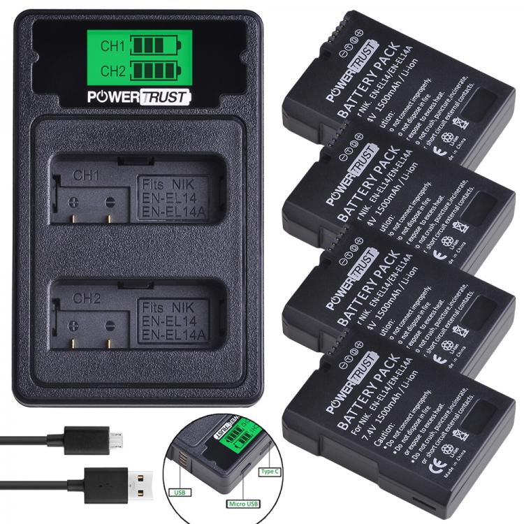 all in one place אביזרים 2x 1500mAh EN-EL14 EN EL14 EN-EL14a Battery + LCD Dual Charger for Nikon P7800,P7100,D3400,D5500,D5300,D5200,D3200,D3300,MH-24