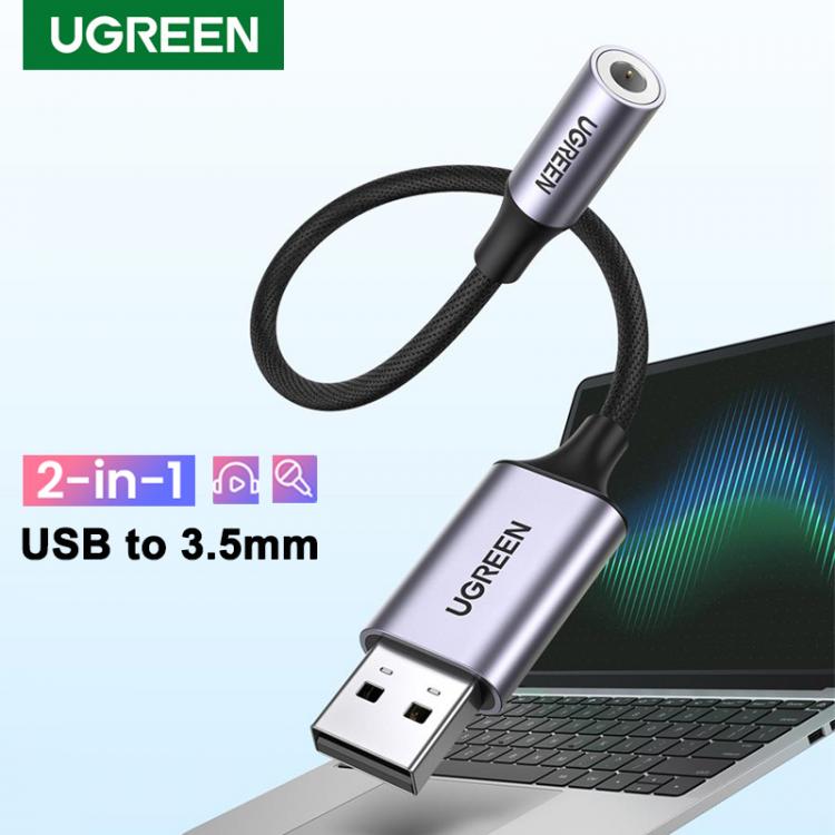 all in one place חומרה Ugreen USB Sound Card USB to 3.5mm Audio Card for PC Laptop PS4/5 Headset Stereo Microphone Sound Adapter External Sound Cable