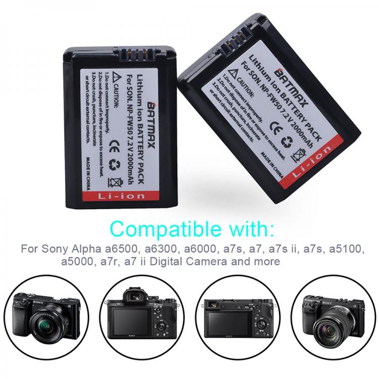 all in one place אביזרים Batmax NP-FW50 NPFW50 Battery for Sony Alpha 7 7R II 7S a7S a7R II a5000 NEX-7 SLT-A37 DSC-RX10 RX10 II III 7SM2 ZV-E10 Vlog
