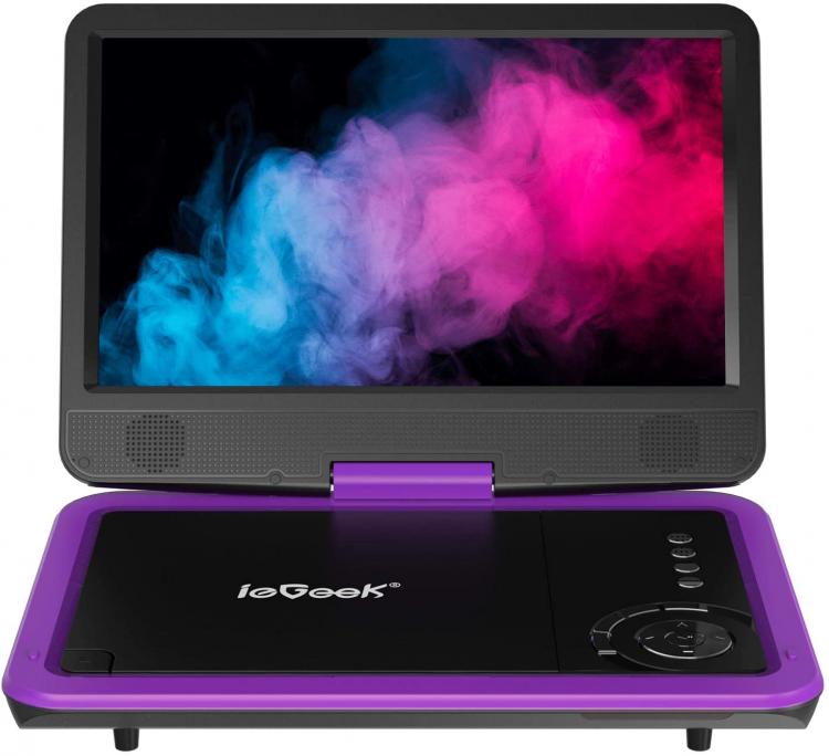 all in one place ביתית ieGeek Portable DVD Player 12.5", with 10.5" HD Swivel Screen, Car Travel DVD Players 5 Hrs Rechargeable Battery, Region