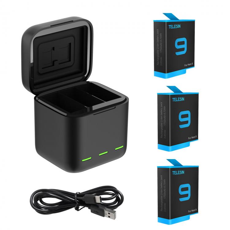 all in one place אביזרים Battery 1750 mAh for GoPro Hero 9 3 Ways LED Light Battery Charger TF Card Battery Storage For GoPro Hero 9 Black