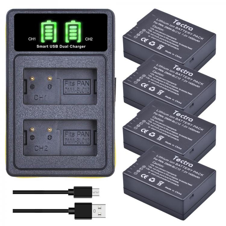 all in one place אביזרים 4pcs DMW-BLC12PP BLC12E DMW-BLC12 Battery & LED Dual Charger for Panasonic Lumix DMC FZ1000 FZ200 FZ300 G85 G5 G6 G7 GH2 GX8