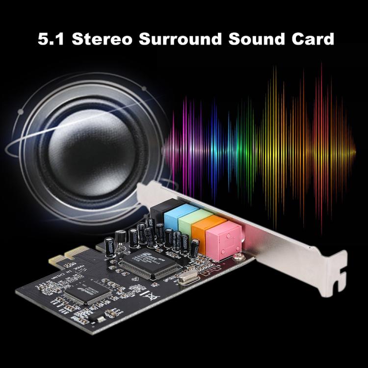 all in one place חומרה PCI-E Express Expansion Card 5.1 Sound 5 Port Sound Card Stereo Surround Sound Card for Desktop Black