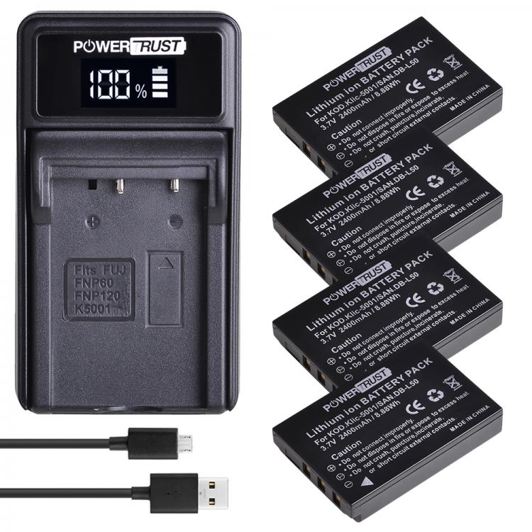 all in one place אביזרים KLIC-5001 DB-L50 Battery + LED Charger for Sanyo DB-L50 Kodak P850 Z760 DX7590 DX7630 Zoom Sanyo DMX-FH1 FH11 HD1000 HD2000