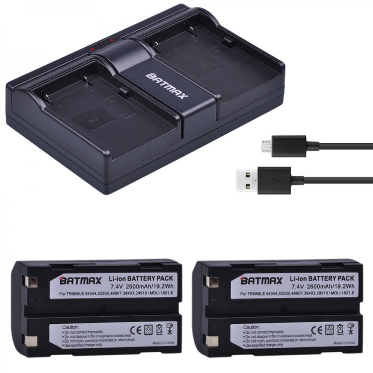 all in one place אביזרים 2Pcs 7.4V 2600mAh Battery for Trimble 54344, 92600 Battery + Dual USB Charger for Trimble 5700 5800,MT1000,R7,R8 GPS Receiver