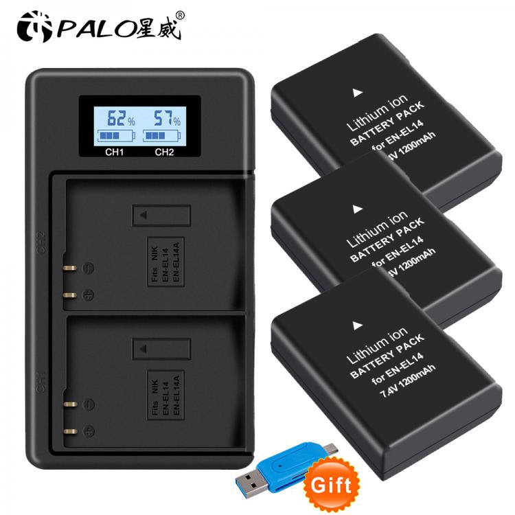 all in one place אביזרים PALO EN-EL14 EN-EL14a ENEL14 EN EL14 EL14a Battery + LCD USB Dual Charger for Nikon D3100 D3200 D3300 D5100 D5200 D5300 P7000