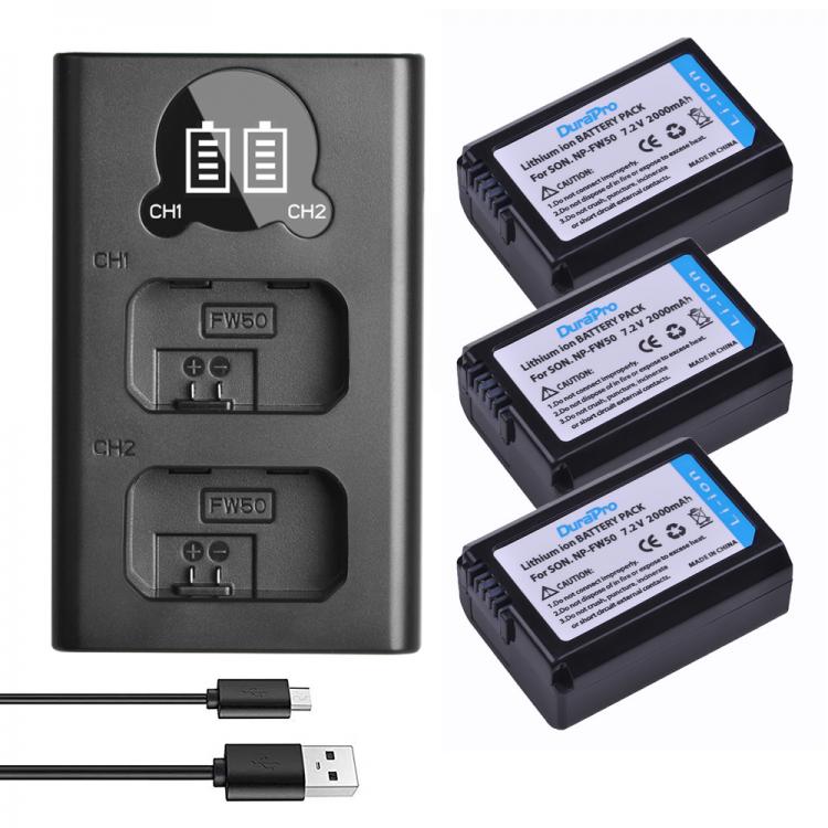 all in one place אביזרים 3x 2000mAh NP-FW50 NP FW50 Rechargeable Battery + LED USB Charger For Sony A6000 NEX-7 NEX-5N NEX-F3 NEX-5C Alpha 7R II Camera