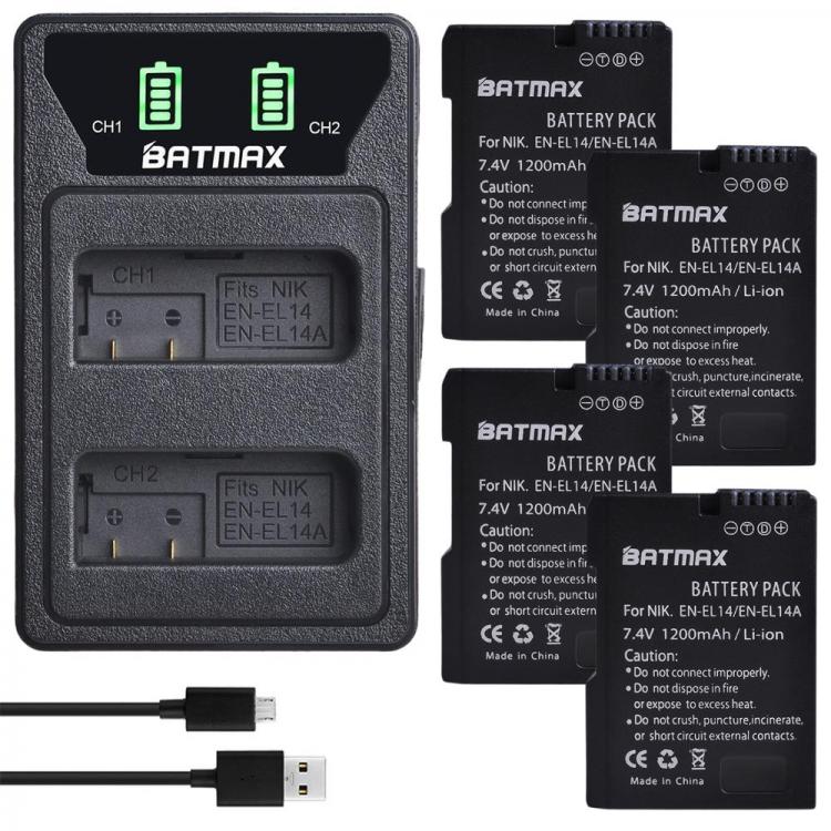 all in one place אביזרים 4X EN-EL14 EN EL14 Battery Bateria + LED Bulit-in USB Dual Charger MH-24 for Nikon D3100 D5200 DF P7000 P7100 P7200 P7700 P7800