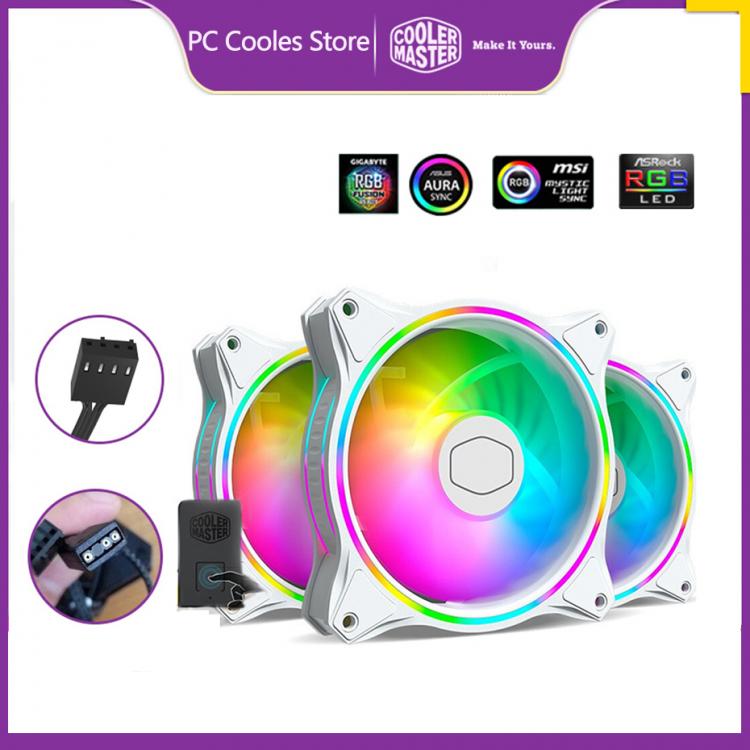 all in one place חומרה Cooler Master MF120 HALO White edition 3 in 1 KIT 5V/3PIN ARGB CPU Cooling fan 120mm Loop Addressable Lighting with Controller