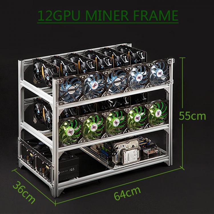 all in one place חומרה BTC Miner Rack 12 GPU Server Case Aluminum Stackable Mining Rig Open Air Frame For Ethereum Mining ETH ETC Bitcon XMR Chassis