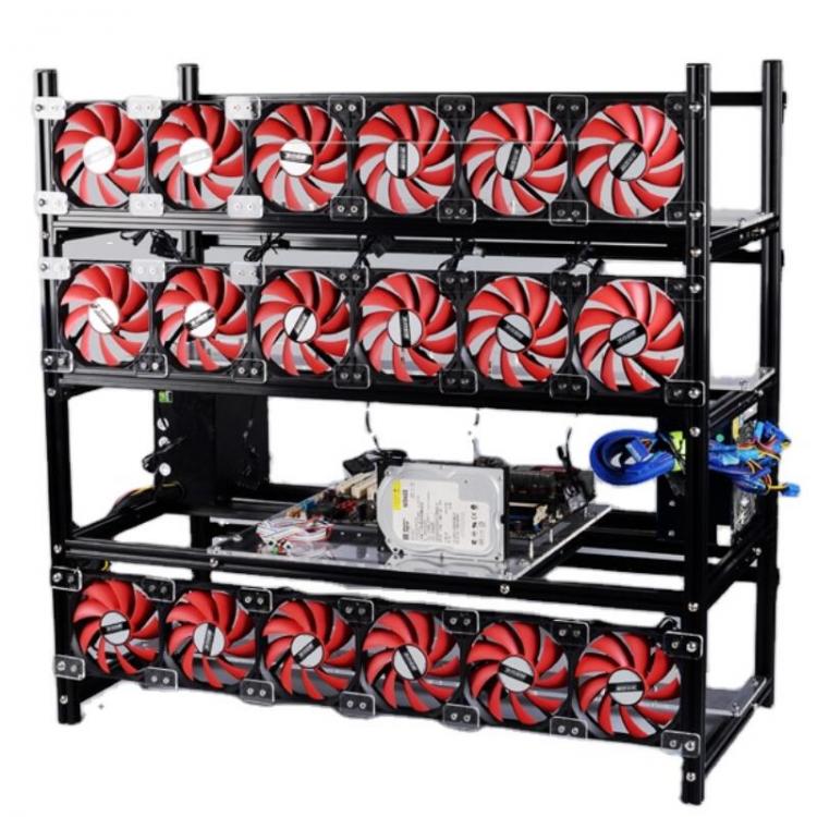 all in one place חומרה 19GPU 19 GPU Stackable Aluminum Ethereum Crypto Miner Case Open Air Computer Mining Rig Frame For ETH/ETC/ZCash/Bitcoin
