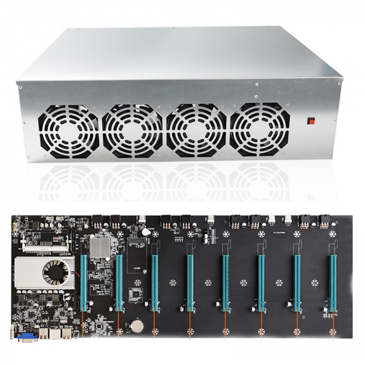 all in one place חומרה 1 set BTC-S37 T37 D37 Mining Chassis Combo 8 GPU Bitcoin Crypto Ethereum BTC Mining rig Motherboard with 4 Fans for BTC T37 D37