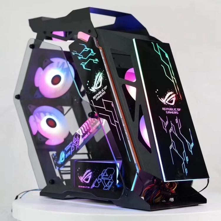 all in one place חומרה Small coffee computer case special-shaped pink water-cooled game DIY custom full side transparent case support back line