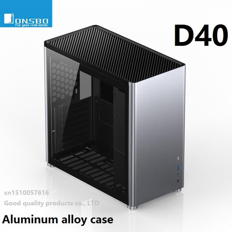 all in one place חומרה JONSBO D40 Computer Case Desktop All-Aluminum Alloy ATX Glass Side Penetration Support Water-Cooled Graphics Card