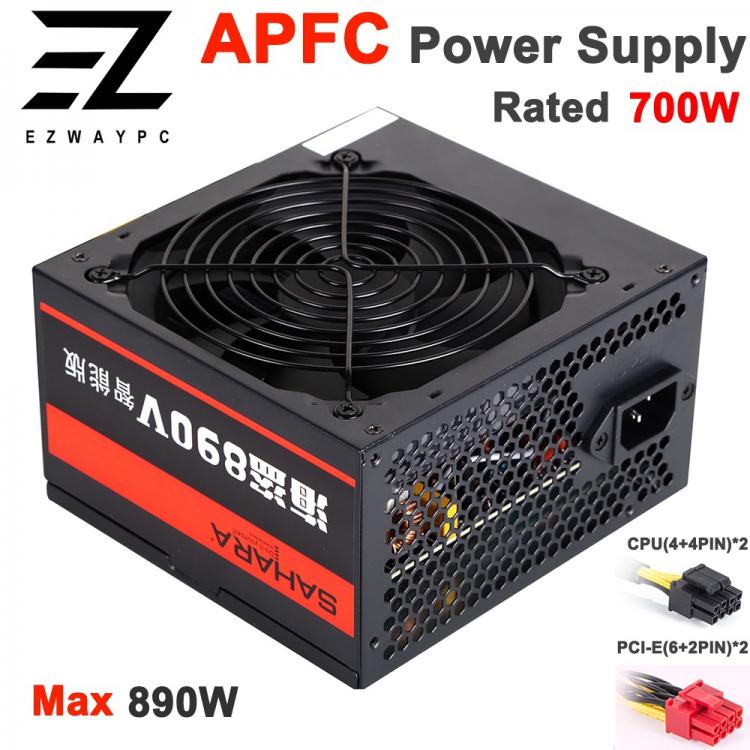 all in one place חומרה SAHARA ATX PC Power Supply 220V Max 890W Rated 700W Game Computer Server PSU 20/24PIN Mining PSU Supply Mining PC Source Bitcoin