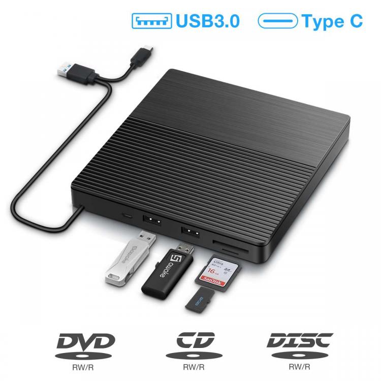 all in one place ציוד היקפי USB 3.0 Slim External DVD/CD RW Driver Writer Burner Optical Reader Player Drives For Laptop PC Portatil for Windows 10