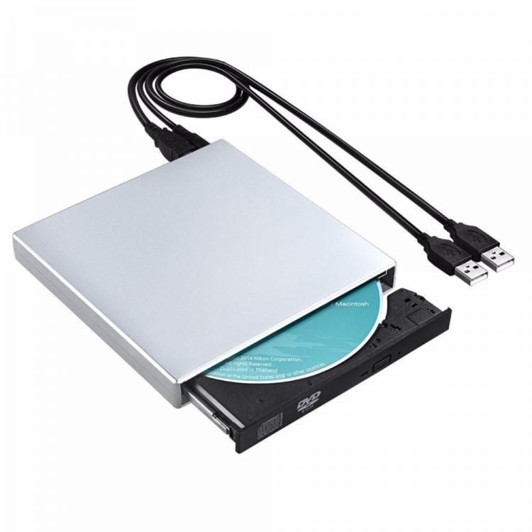 all in one place ציוד היקפי Professional Slim External USB 2.0 DVD Drive CD RW Writer Burner Reader Player For PC Laptop External DVD Drive with 2pcs Cables