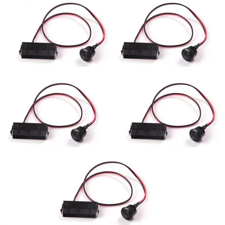all in one place ציוד היקפי 5Pcs 24-Pin Female ATX PSU Power Supply Starter Switch Jumper ON/OFF Switch 50cm