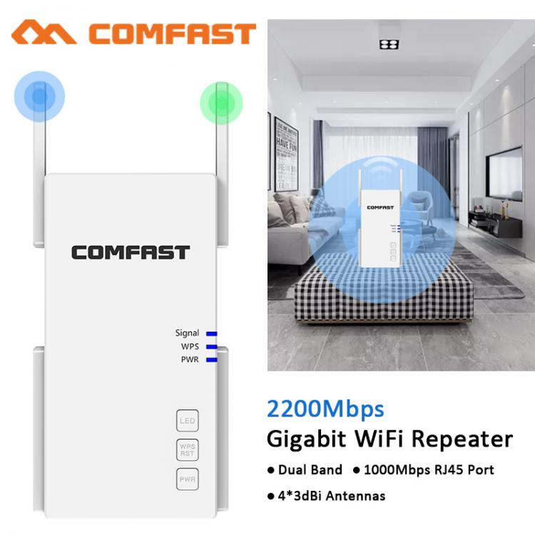 all in one place ציוד היקפי Powerful 5Ghz Wireless WiFi Repeater Wi Fi Booster 2.4G + 5Ghz Wi-Fi Amplifier 2100 Mbps 5 ghz Signal Wi Fi Long Range Extender