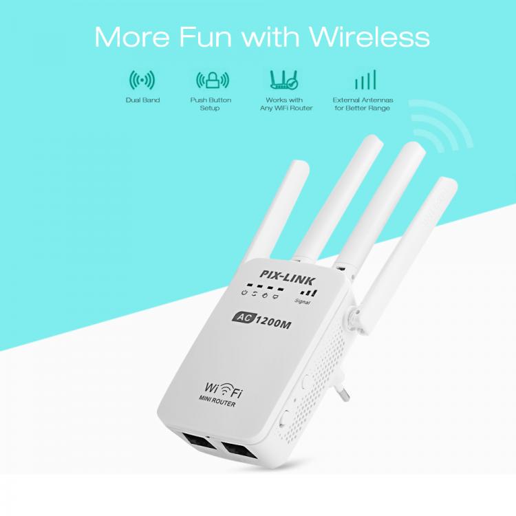 all in one place ציוד היקפי AC1200 Wireless Mini Router AP Wifi Repeater Long Range Extender Booster Dual Band 2.4G/5GHz English Firmware EU US AU Wall Plug