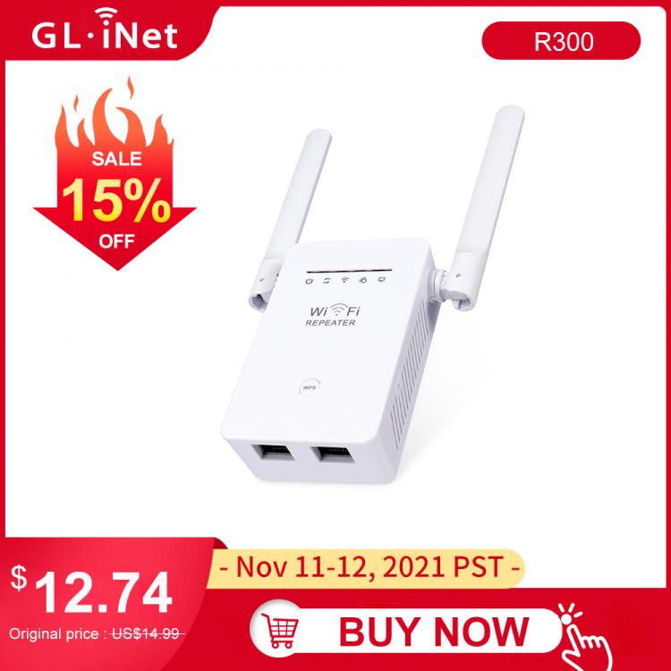 all in one place ציוד היקפי GL.iNet R300 WiFi Repeater WiFi Range Extender, 300Mbps Router, Wireless Signal Booster and Access Point, Single Band 2.4Ghz