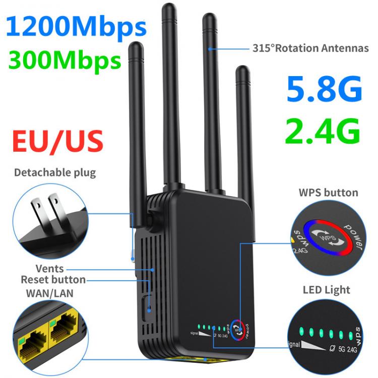 all in one place ציוד היקפי Wireless Wifi Repeater 1200Mbps 300Mbps Long Range Extender Router Wi-Fi Signal Amplifier 2.4G 5 GHZ Wi Fi Booster Access Point