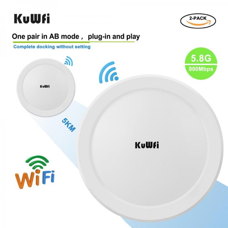 all in one place ציוד היקפי KuWFi 900Mbps Outdoor Wireless Wifi Bridge  5.8G Wireless Repeater/AP Router Point to Point 3-5KM Wifi Coverage 24V POE Adapter