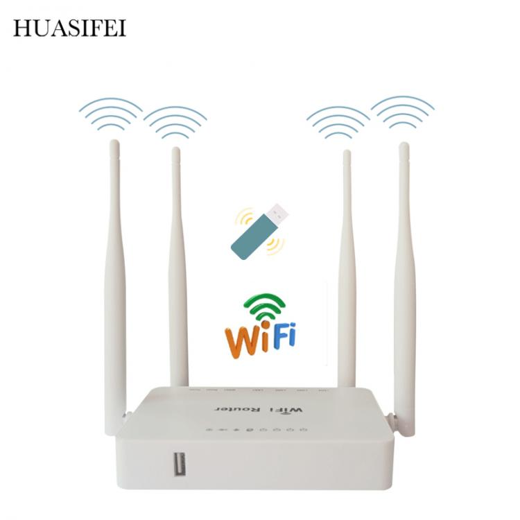 all in one place ציוד היקפי HUASIFEI 300Mbps WiFi Router 2.4Ghz 4 Antennas  4*Lan and 1*Wan ports Support 3G 4G USB Modem Home Network Wireless WiFi openWRT