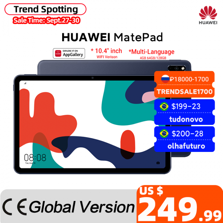all in one place טאבלטים Global Version Huawei MatePad 10.4 inch tablet PC 4GB 64GB 128G kirin 820 Octa Core Multi-screen GPU Turbo Android 10 7250mAh