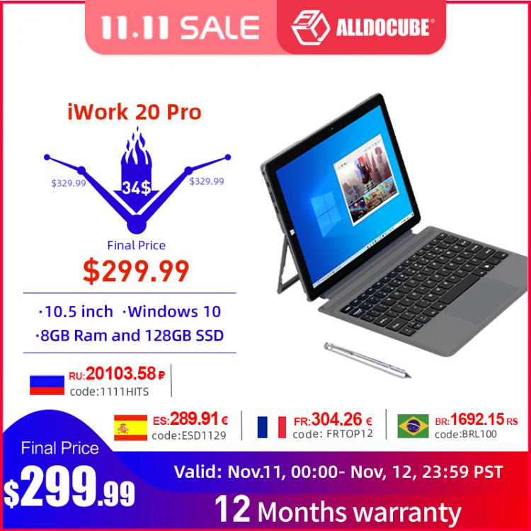 all in one place טאבלטים ALLDOCUBE iWork 20 Pro Windows 10 Tablet 10.5 inch intel N4120 8GB LPDDR4 128GB SSD 2 in 1 Tablet PC 1920×1280 IPS