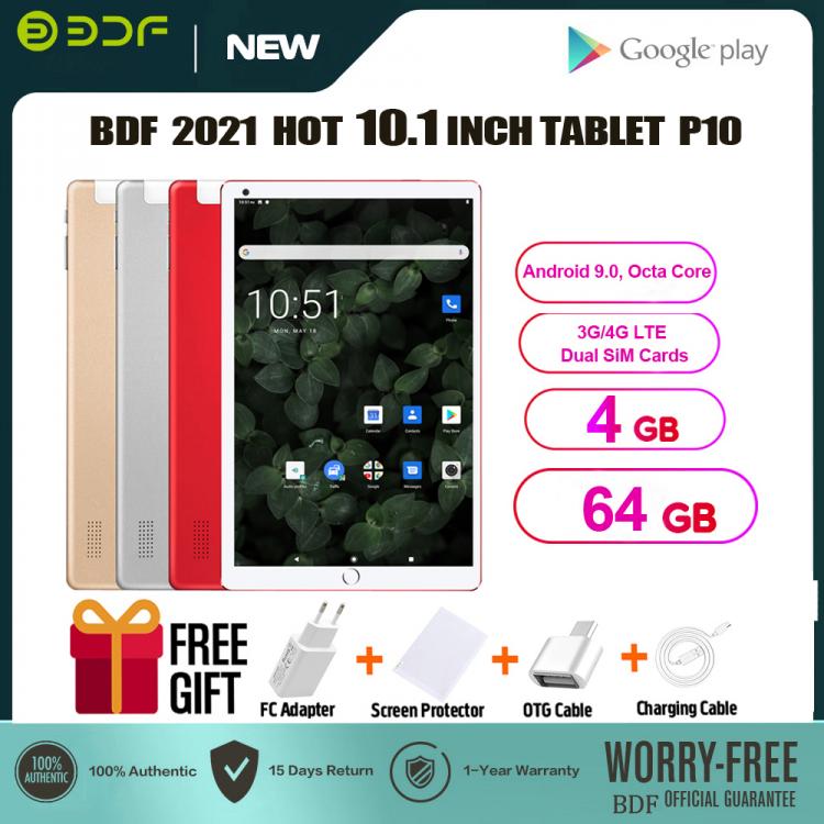 all in one place טאבלטים BDF 10 Inch Tablet Pc Android 9.0 Octa Core IPS 4GB RAM 64GB ROM Mobile Phone Laptop Tablets Dual 3G SIM Phone Call Tablets 10.1