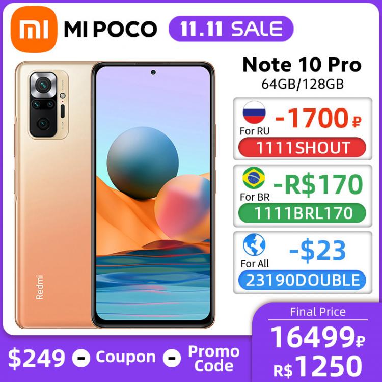 all in one place טלפונים סלולרים Global Version Xiaomi Redmi Note 10 Pro 6GB 64GB / 128GB 108MP Camera Mobile Phone Snapdragon 732G Octa Core NFC 120Hz AMOLED