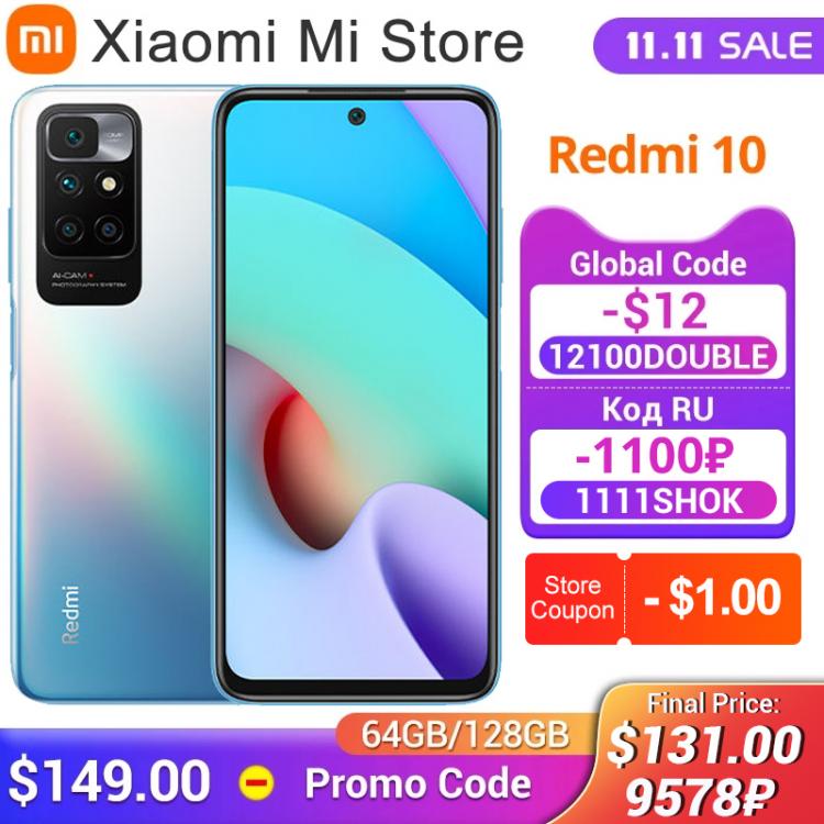all in one place טלפונים סלולרים Global Version Xiaomi Redmi 10 Cellphone 64GB/128GB MediaTek Helio G88 Octa Core 50MP Camera 90Hz FHD Display 5000mAh Battery