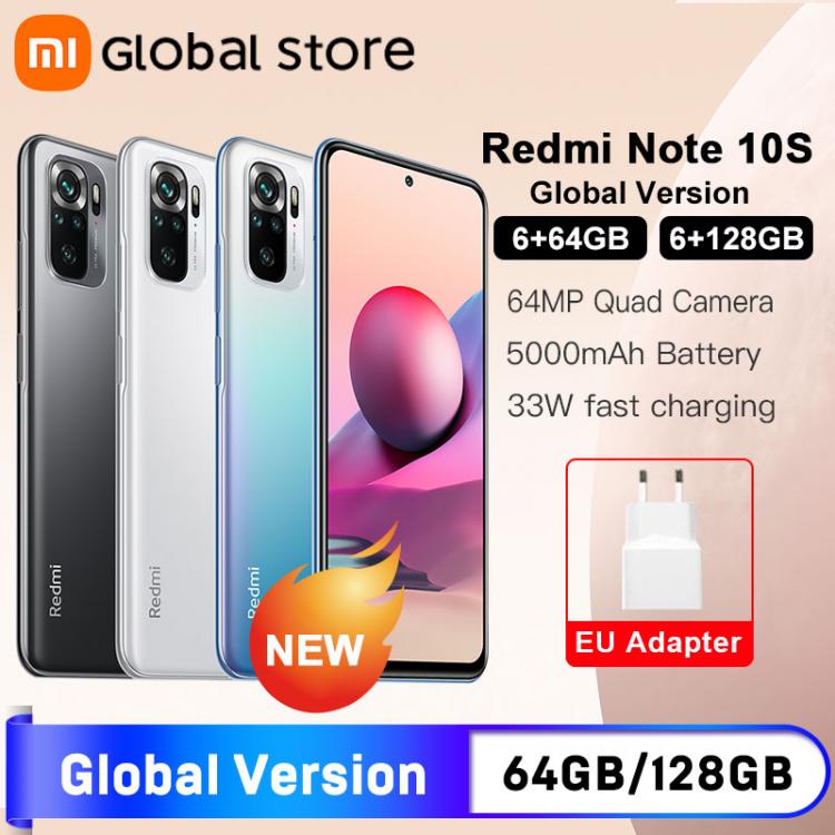 all in one place טלפונים סלולרים Global Version Xiaomi Redmi Note 10S 64GB/128GB Smartphone Helio G95 6.43"AMOLED DotDisplay 33W 5000mAh 64MP Quad Camera 10S