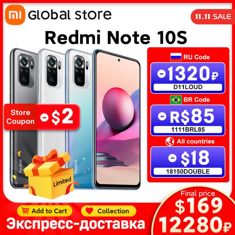 all in one place טלפונים סלולרים Global Version Xiaomi Redmi Note 10S 64GB/128GB Smartphone Helio G95 6.43" AMOLED DotDisplay 33W 5000mAh 64MP Quad Camera