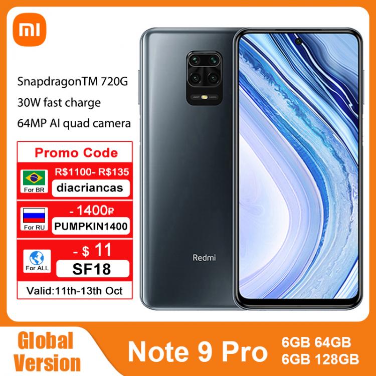 all in one place טלפונים סלולרים Global Version Xiaomi Redmi Note 9 Pro 64GB / 128GB NFC Mobilephone Snapdragon 720G Octa Core 64MP Quad Camera 6.67" 5020mAh 
